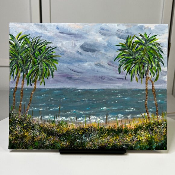"Before The Storm" Seascape Original Acrylic Painting 8"x10" Unframed - Picture 4 of 7